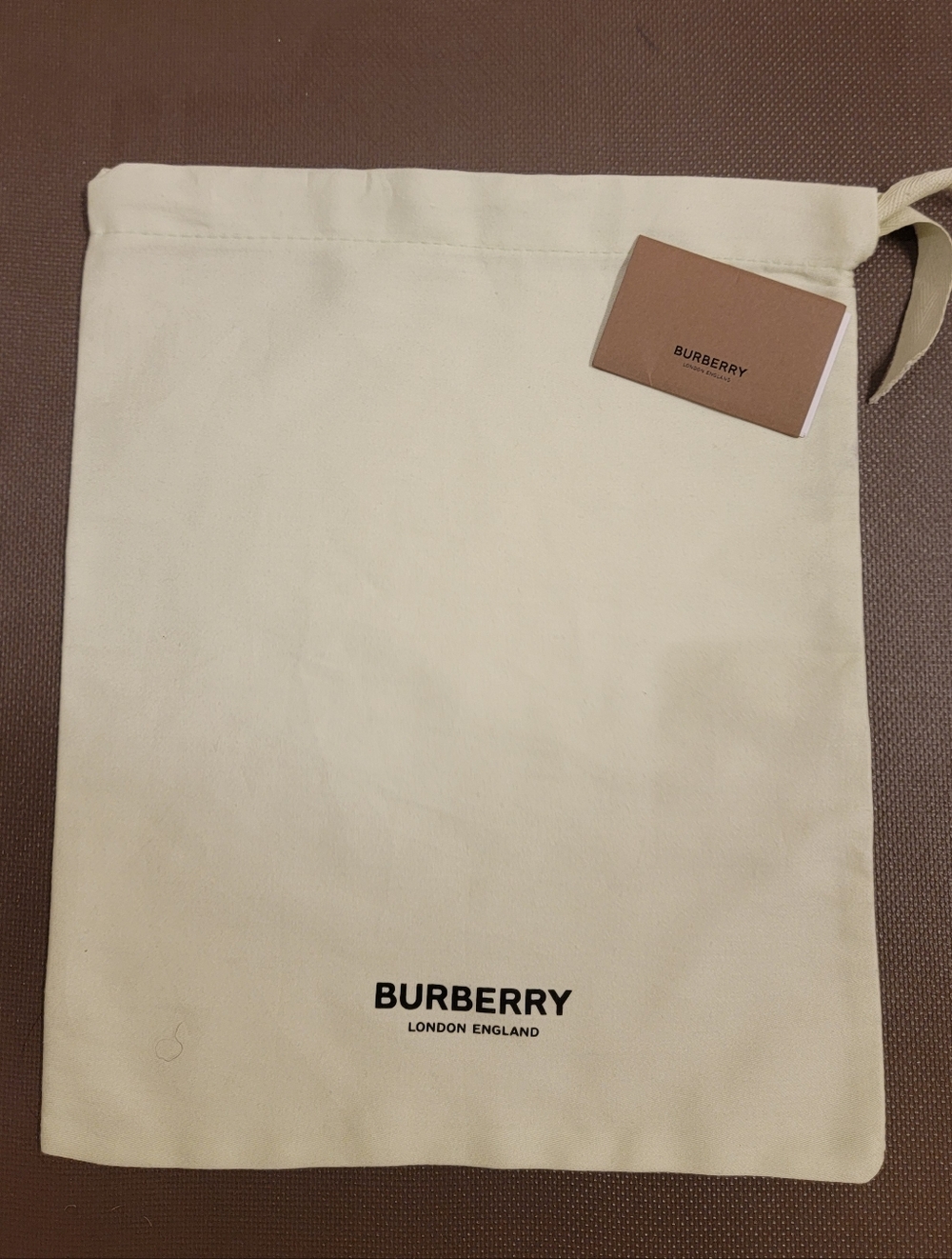 Burberry Cream Drawstring Tote Dust Pouch with Logo